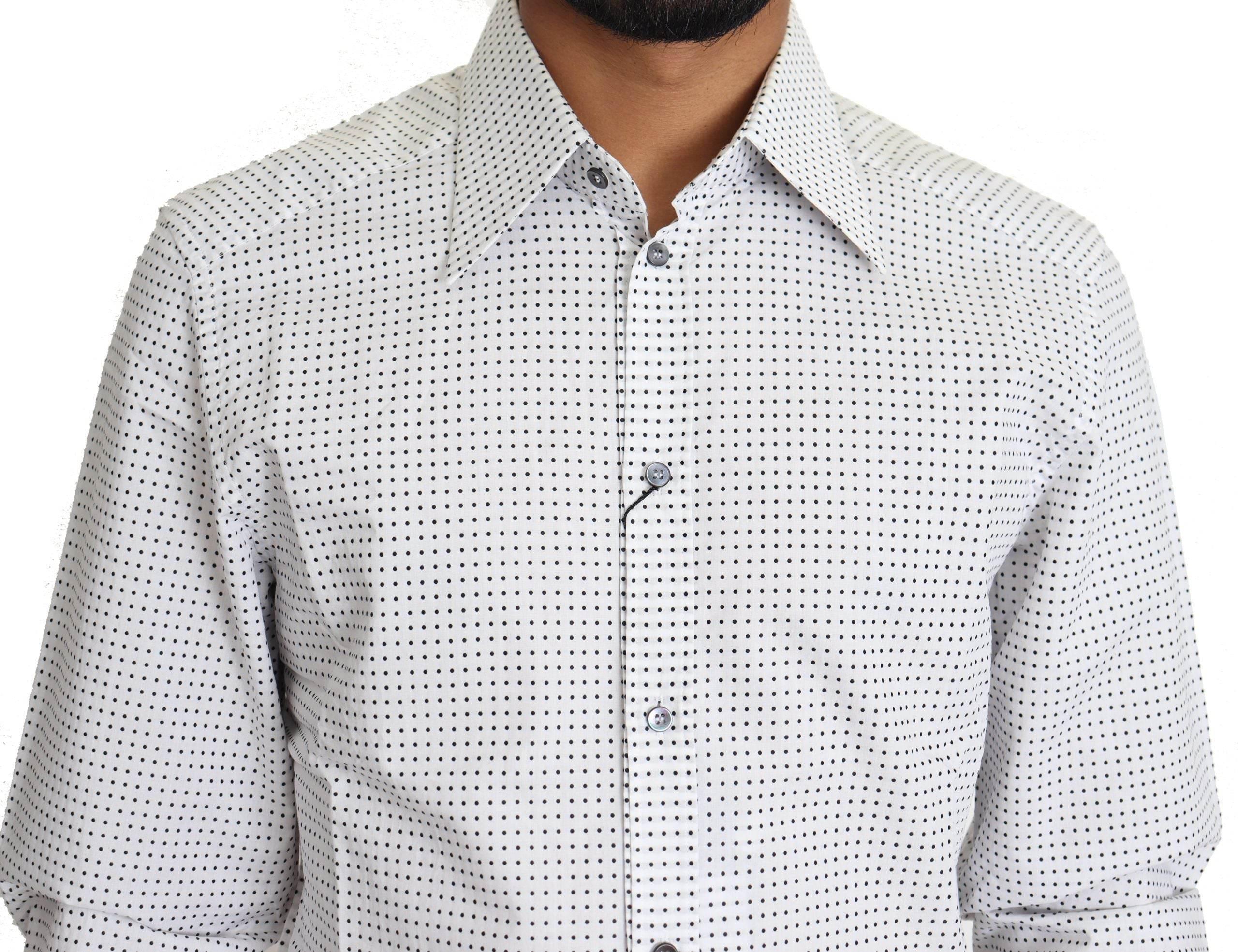Dolce & Gabbana Elegant Slim Fit Polka Dot Dress Shirt - Hilstor
