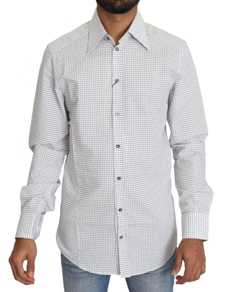 Dolce & Gabbana Elegant Slim Fit Polka Dot Dress Shirt - Hilstor