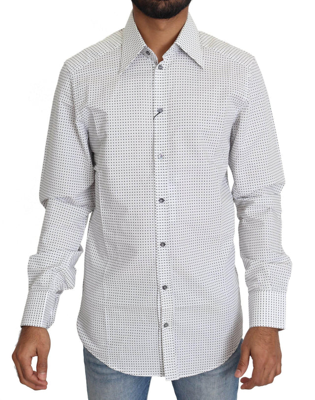 Dolce & Gabbana Elegant Slim Fit Polka Dot Dress Shirt - Hilstor