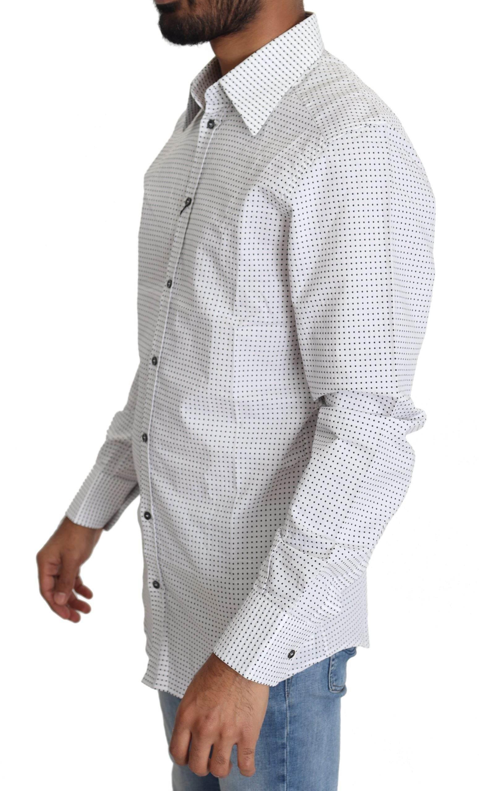 Dolce & Gabbana Elegant Slim Fit Polka Dot Dress Shirt - Hilstor