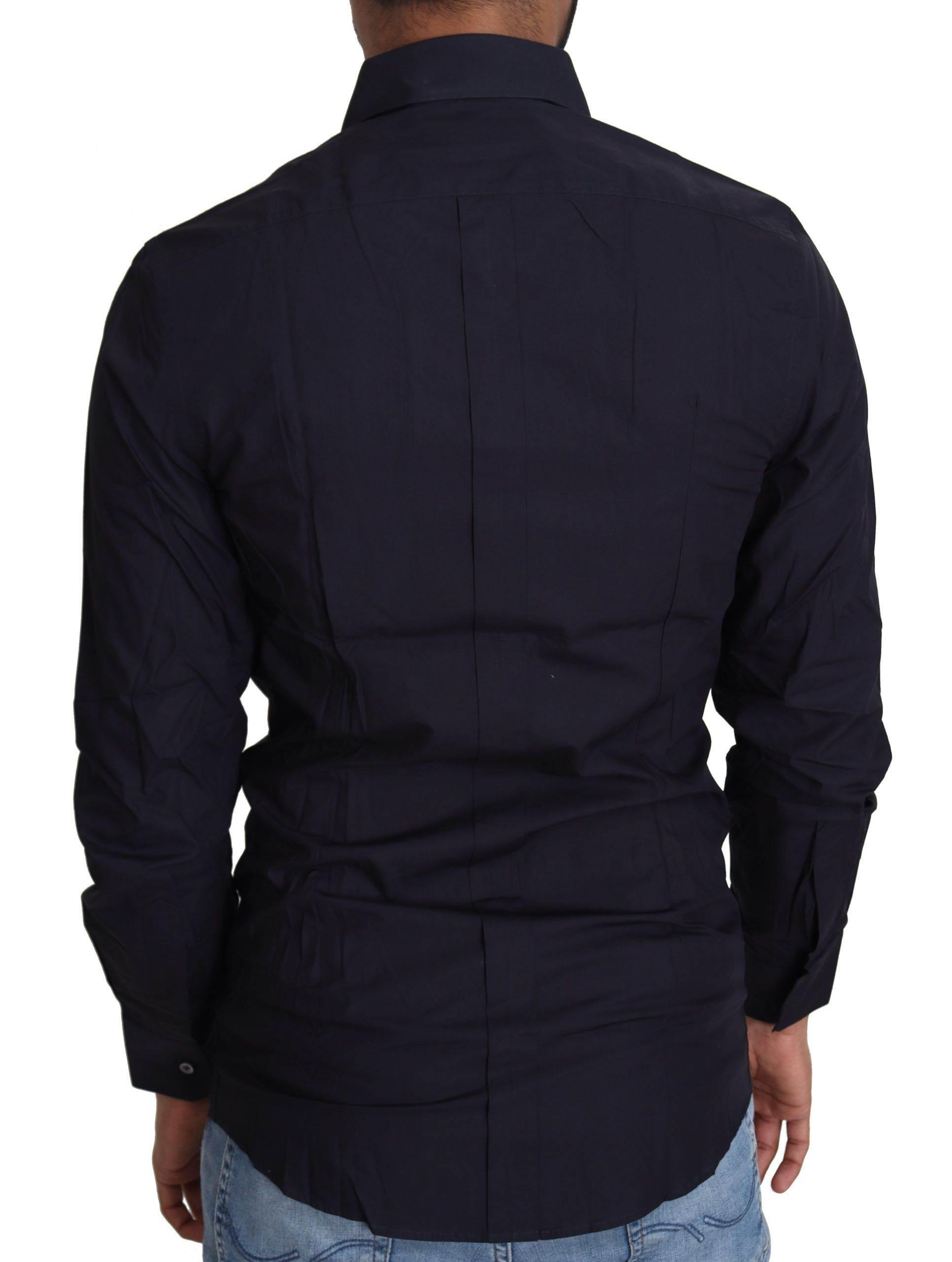 Dolce & Gabbana Navy Blue Slim Fit Gold Series Dress Shirt - Hilstor