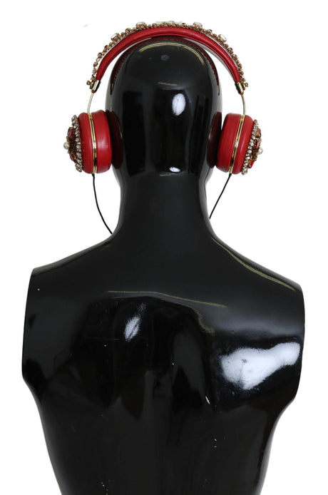 Dolce & Gabbana Exquisite Red Crystal Leather Headphones - Hilstor