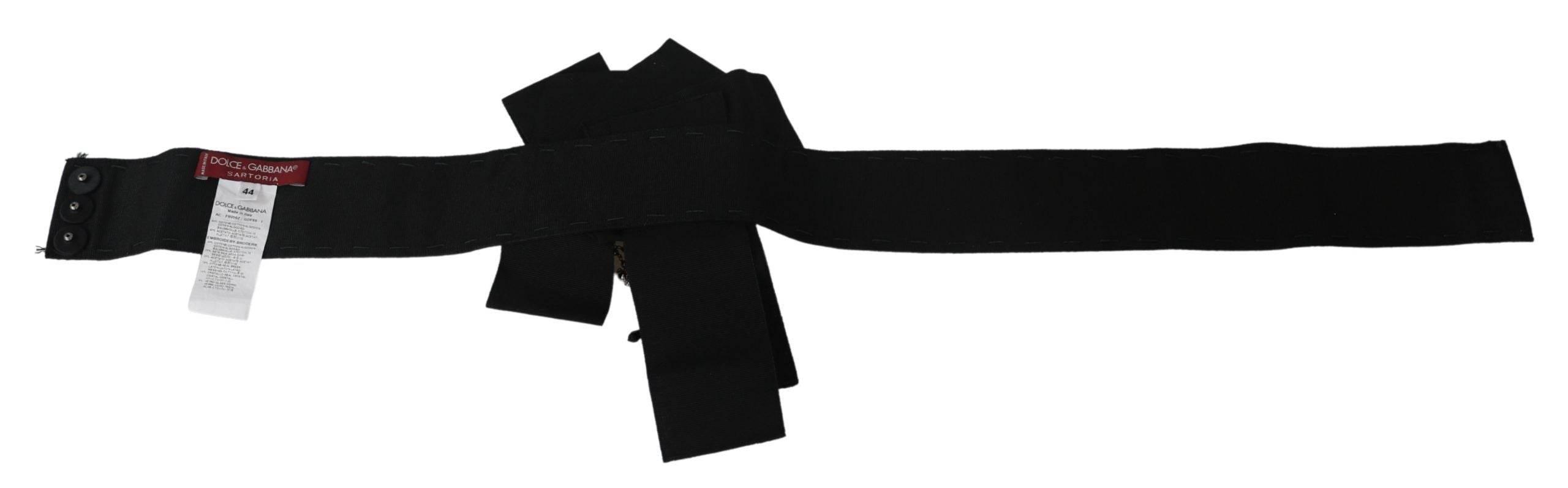 Dolce & Gabbana Elegant Black Crystal Waist Belt - Hilstor