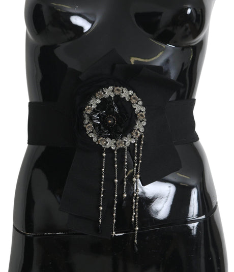 Dolce & Gabbana Elegant Black Crystal Waist Belt - Hilstor