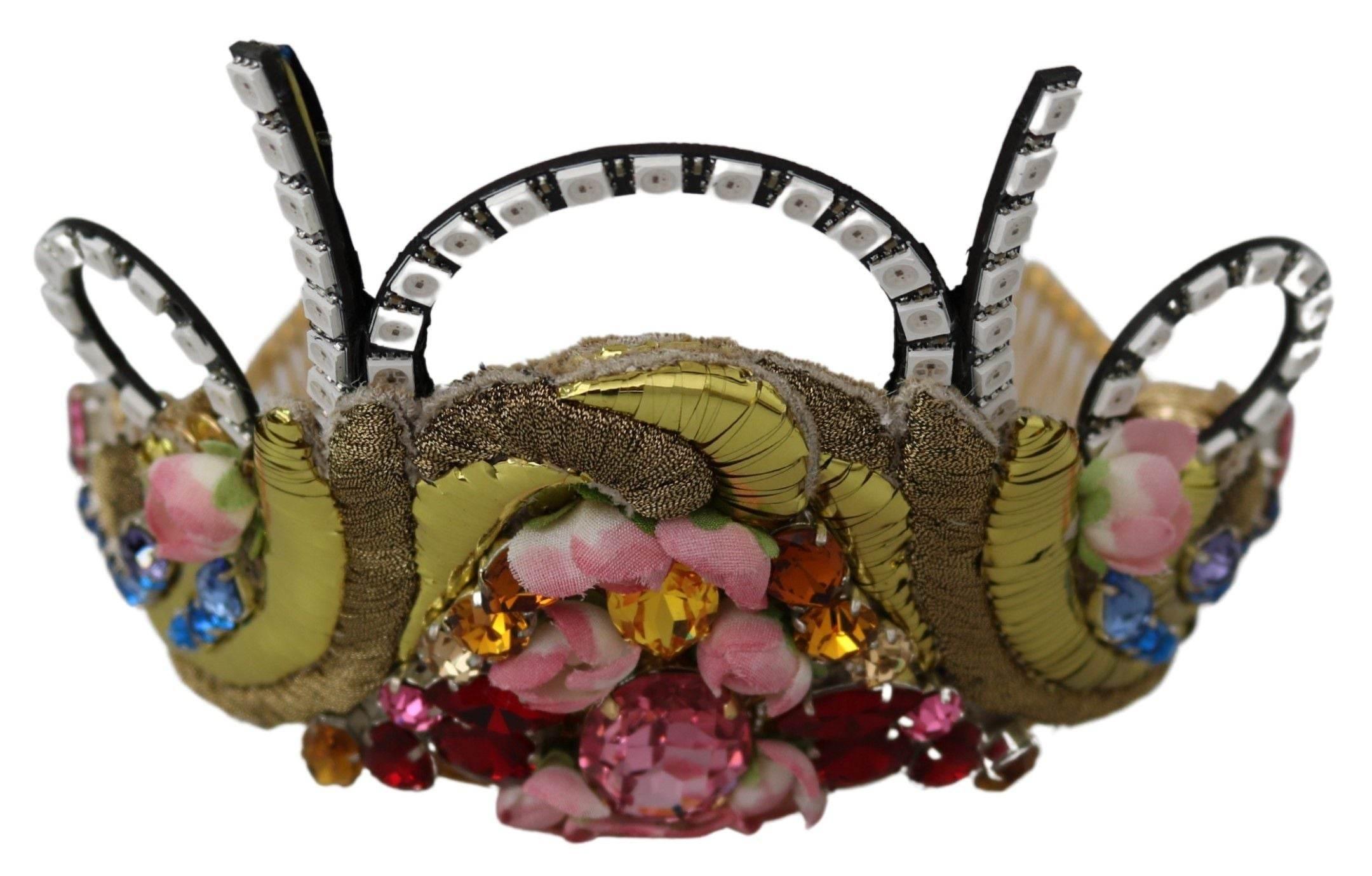 Dolce & Gabbana Stunning Crystal Diadem Tiara - Gold Multicolor - Hilstor