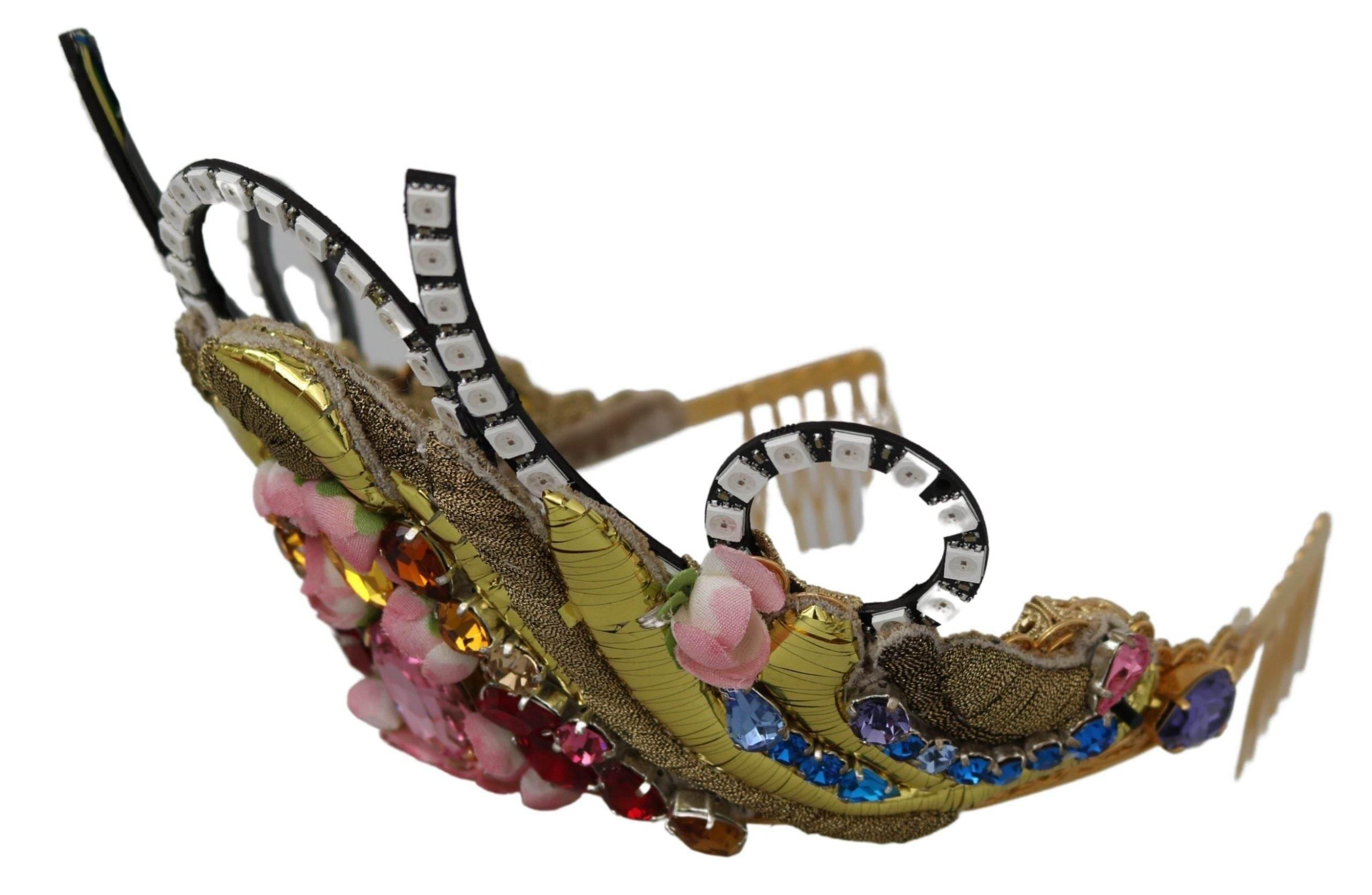 Dolce & Gabbana Stunning Crystal Diadem Tiara - Gold Multicolor - Hilstor