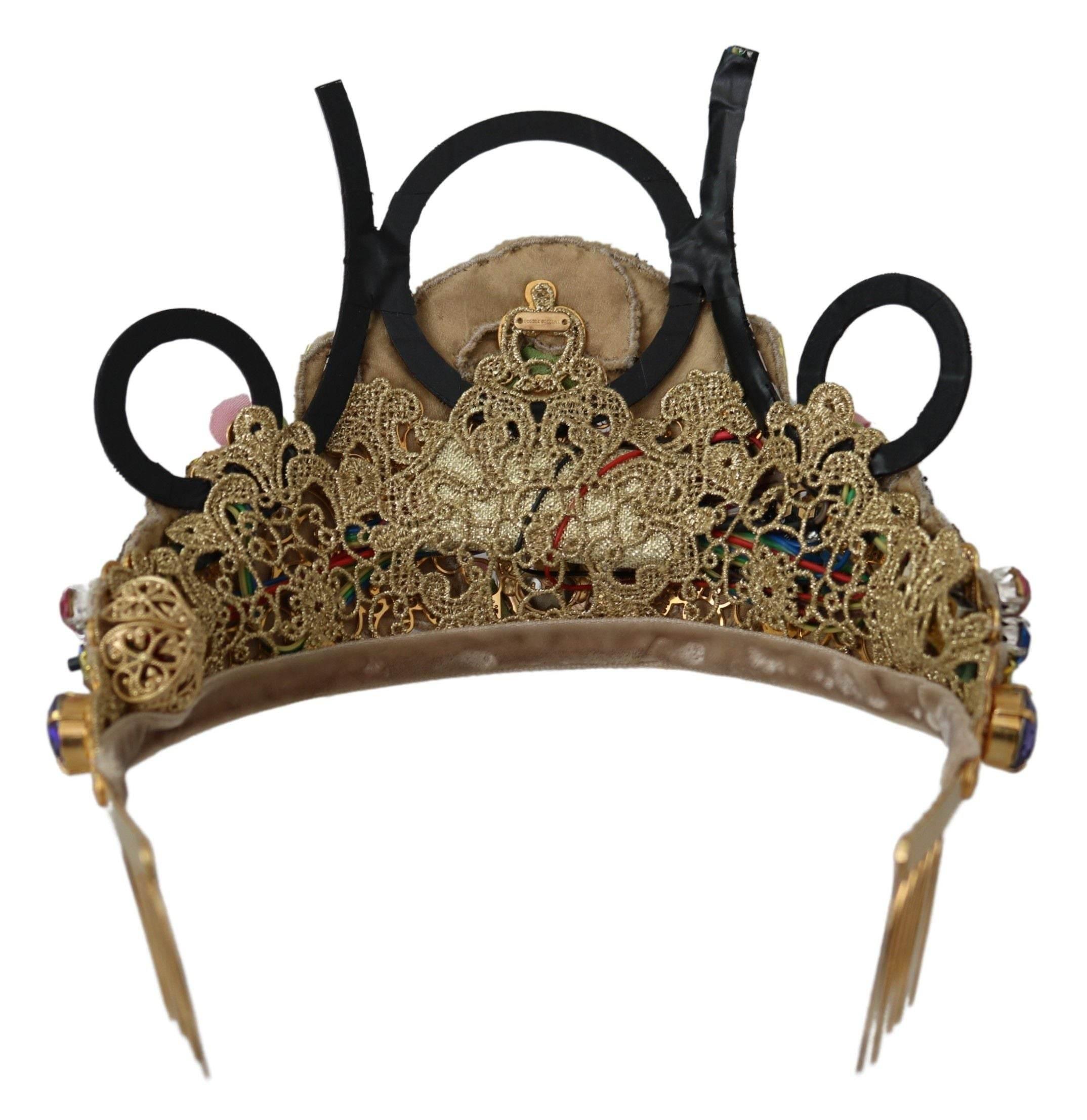 Dolce & Gabbana Stunning Crystal Diadem Tiara - Gold Multicolor - Hilstor
