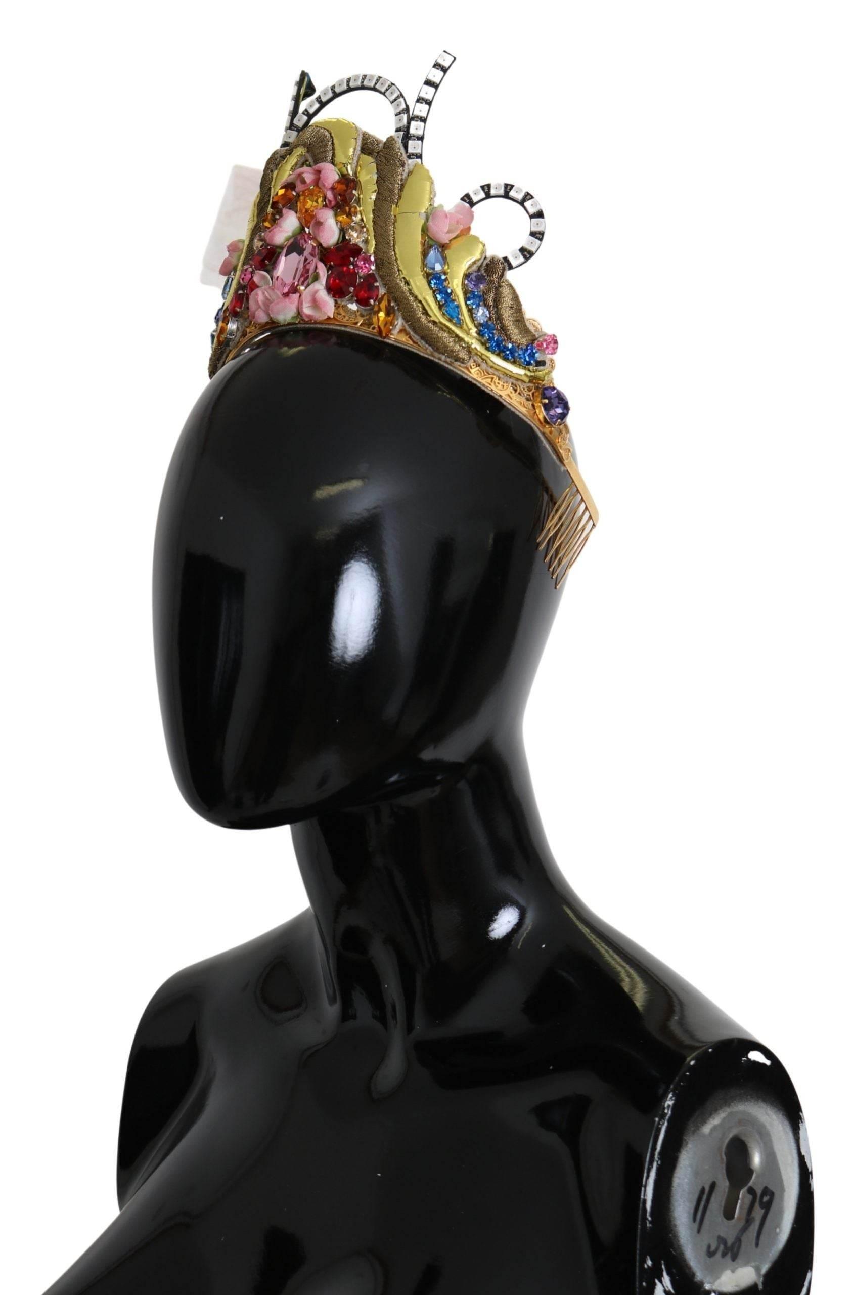 Dolce & Gabbana Stunning Crystal Diadem Tiara - Gold Multicolor - Hilstor