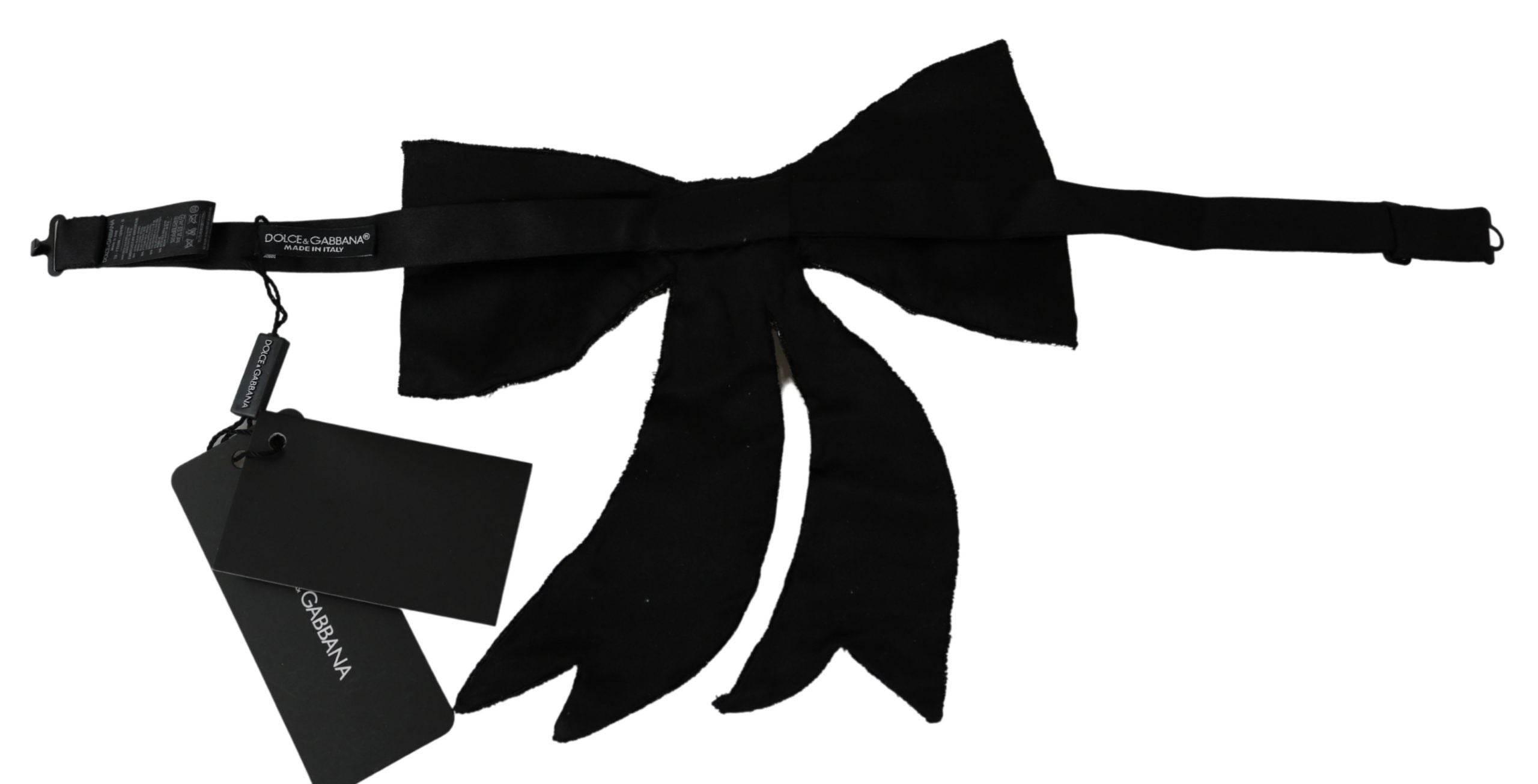 Dolce & Gabbana Silver-Tone Silk Crystal Bow Tie - Hilstor