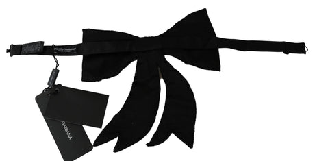 Dolce & Gabbana Silver-Tone Silk Crystal Bow Tie - Hilstor
