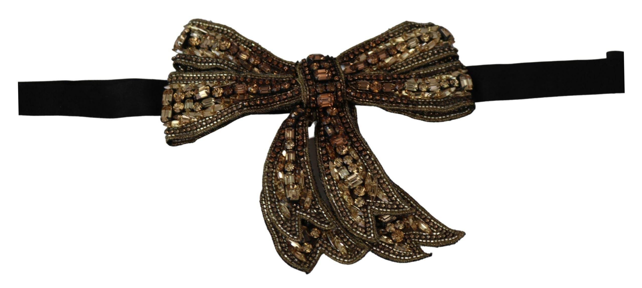 Dolce & Gabbana Elegant Silk Rhinestone Bow Tie - Hilstor