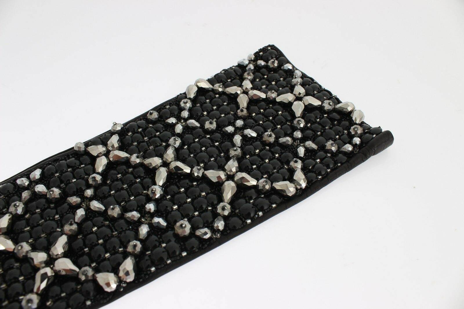 Dolce & Gabbana Elegant Crystal Beaded Leather Gloves - Hilstor