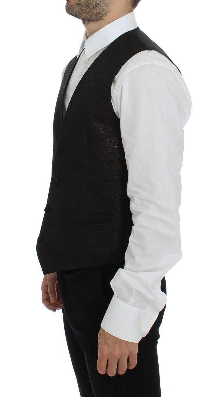 Dolce & Gabbana Black Wool Logo Dress Gilet Vest - Hilstor
