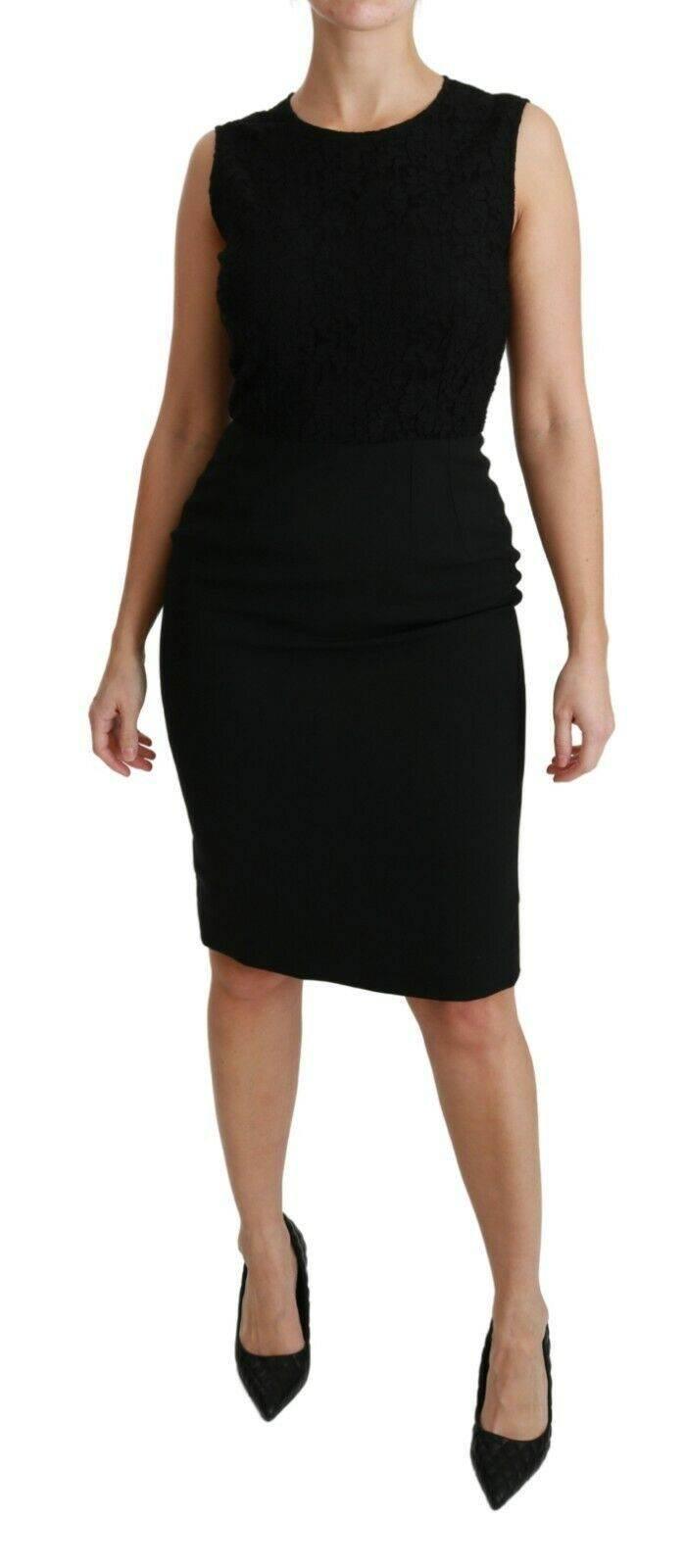 Dolce & Gabbana Black Floral Lace Sheath Gown Dress - Hilstor