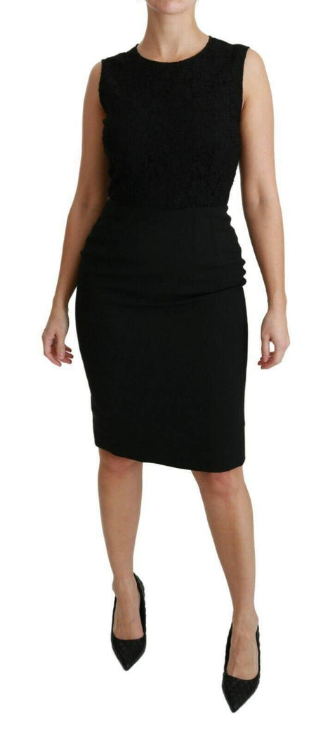 Dolce & Gabbana Black Floral Lace Sheath Gown Dress - Hilstor