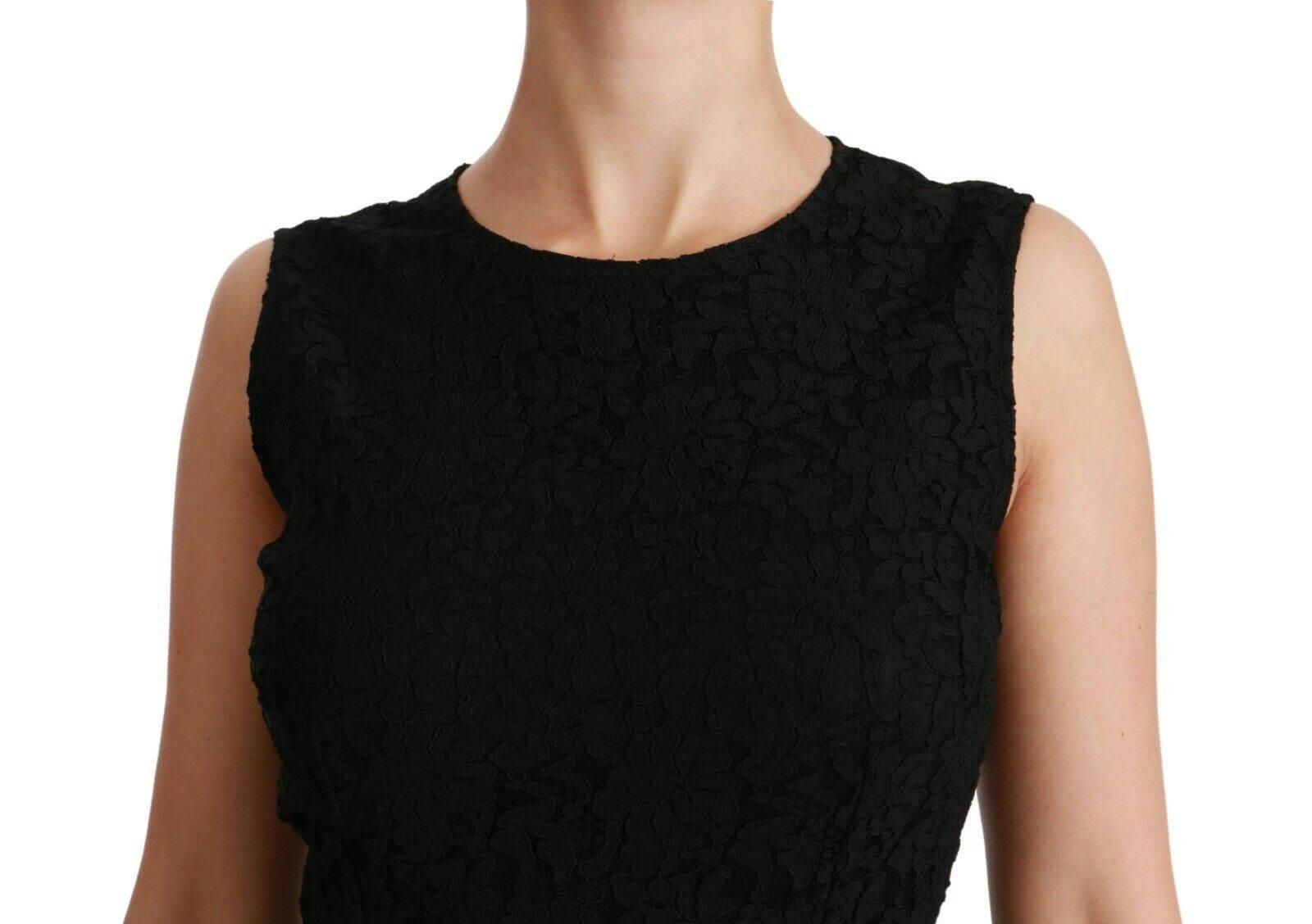 Dolce & Gabbana Black Floral Lace Sheath Gown Dress - Hilstor