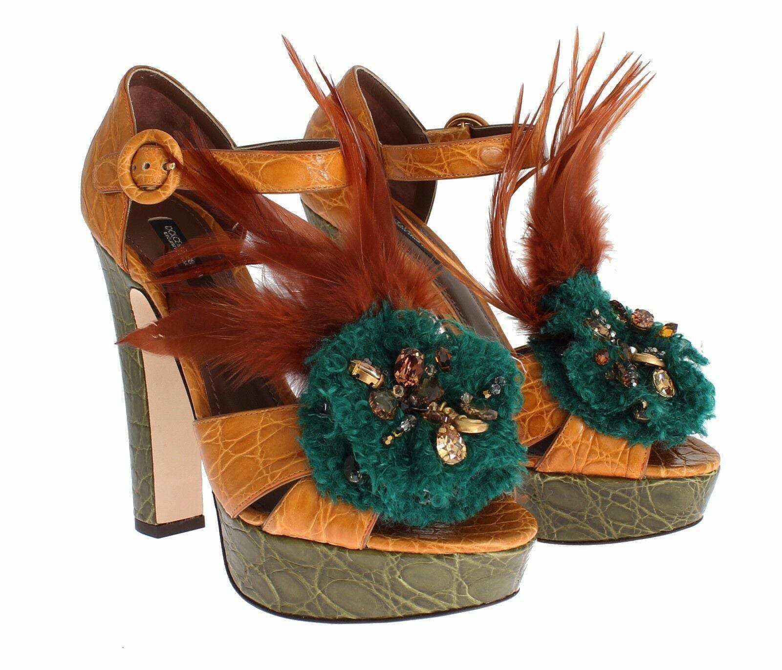 Dolce & Gabbana Multicolor Crystal Ankle Strap Platform Sandals - Hilstor