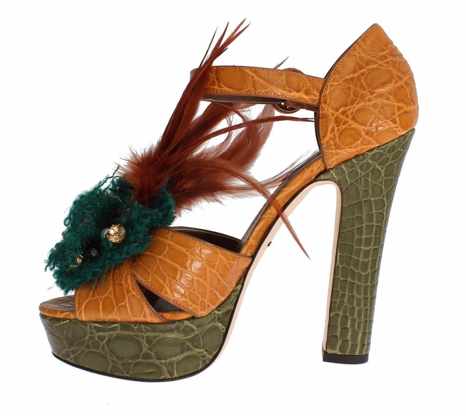 Dolce & Gabbana Multicolor Crystal Ankle Strap Platform Sandals - Hilstor
