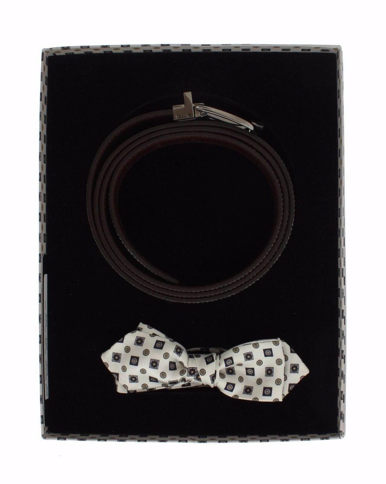 Dolce & Gabbana Elegant Baroque Silk Tie & Leather Belt Set - Hilstor