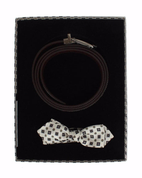 Dolce & Gabbana Elegant Baroque Silk Tie & Leather Belt Set - Hilstor