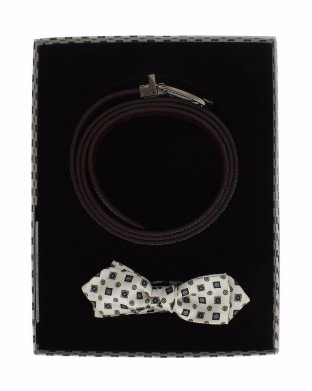 Dolce & Gabbana Elegant Baroque Silk Tie & Leather Belt Set - Hilstor