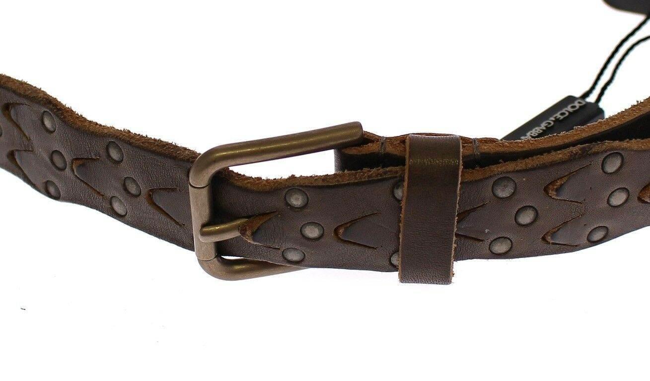 Dolce & Gabbana Brown Leather Logo Cintura Gürtel Belt - Hilstor