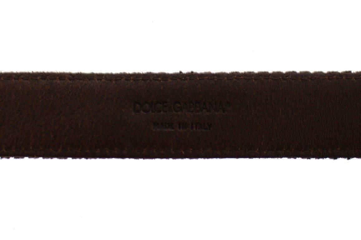 Dolce & Gabbana Brown Leather Logo Cintura Gürtel Belt - Hilstor