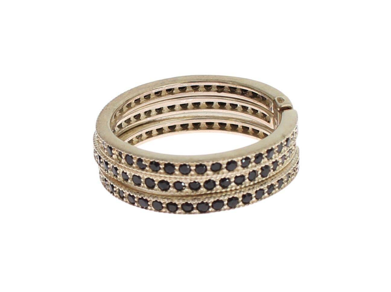 Nialaya Chic Silver & Black CZ Crystal Ring - Hilstor