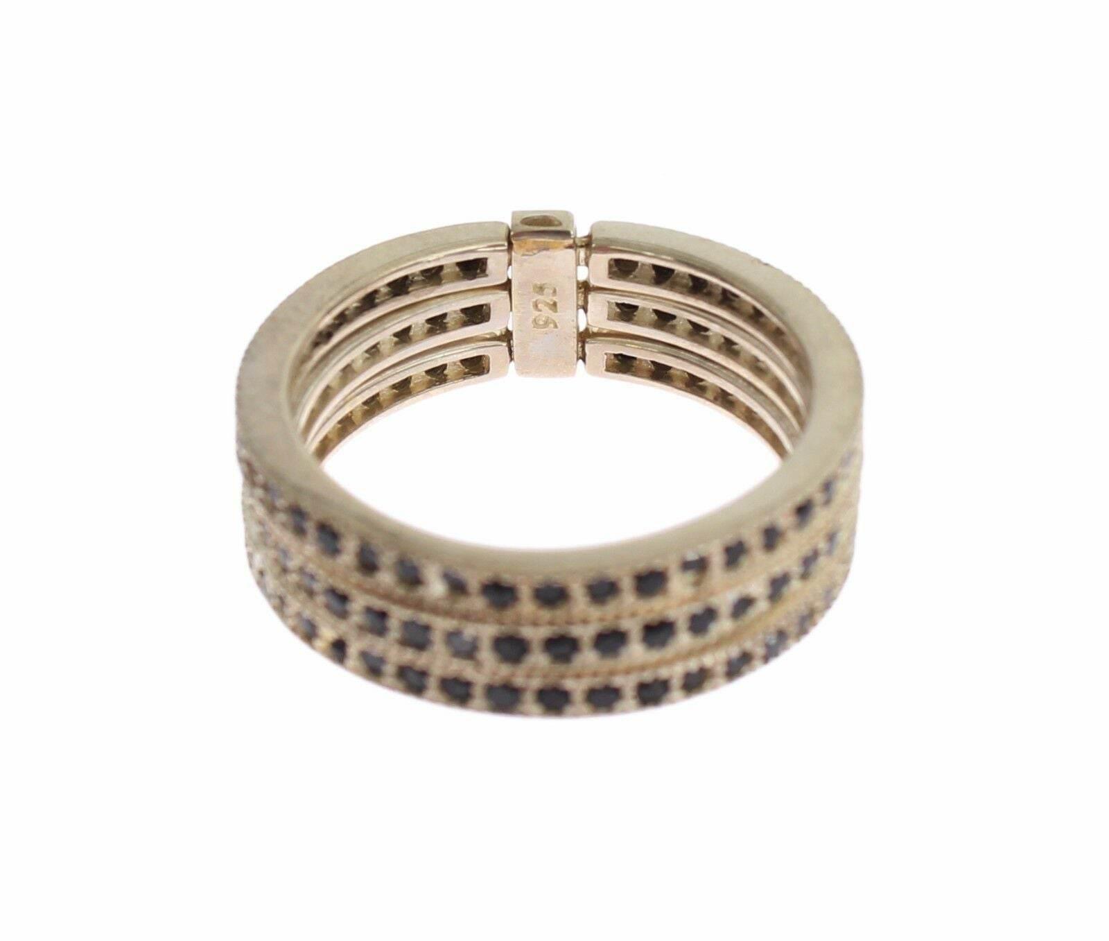 Nialaya Chic Silver & Black CZ Crystal Ring - Hilstor
