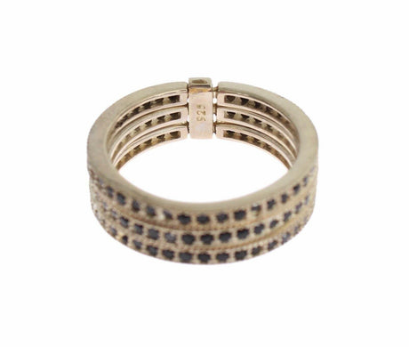 Nialaya Chic Silver & Black CZ Crystal Ring - Hilstor
