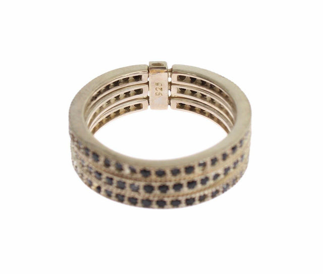 Nialaya Chic Silver & Black CZ Crystal Ring - Hilstor