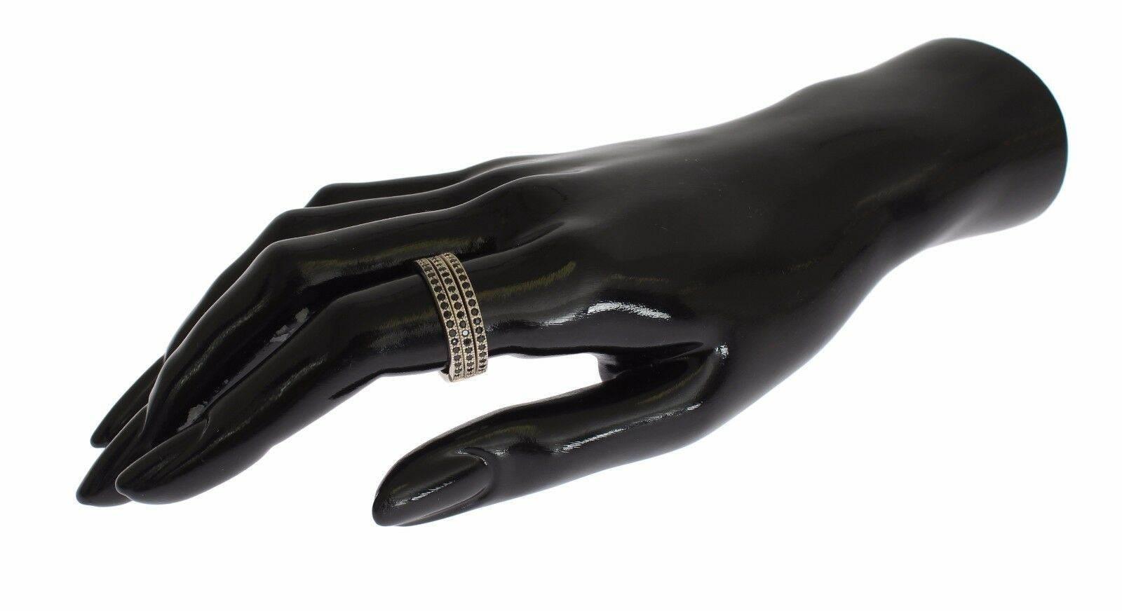 Nialaya Chic Silver & Black CZ Crystal Ring - Hilstor