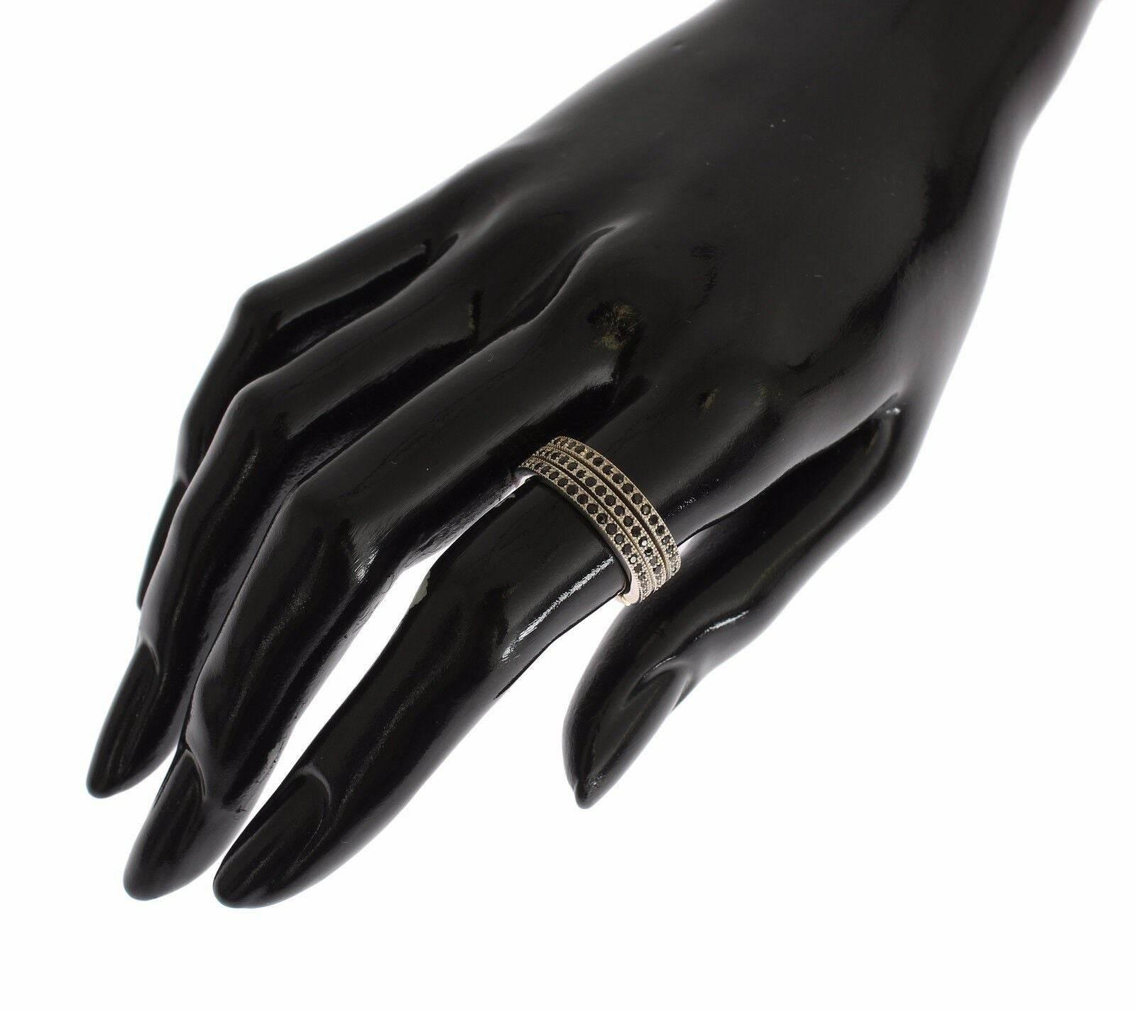 Nialaya Chic Silver & Black CZ Crystal Ring - Hilstor