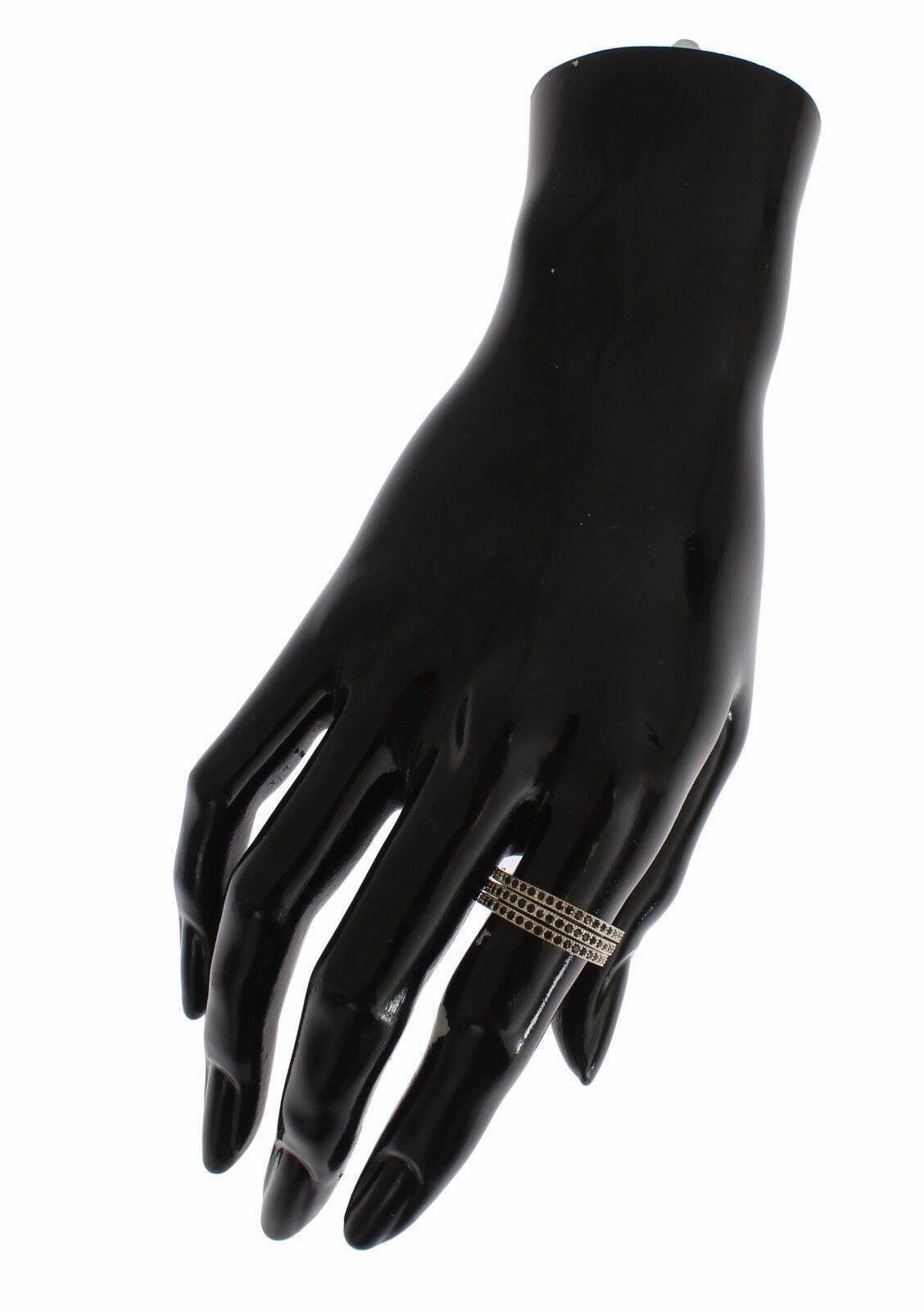 Nialaya Chic Silver & Black CZ Crystal Ring - Hilstor