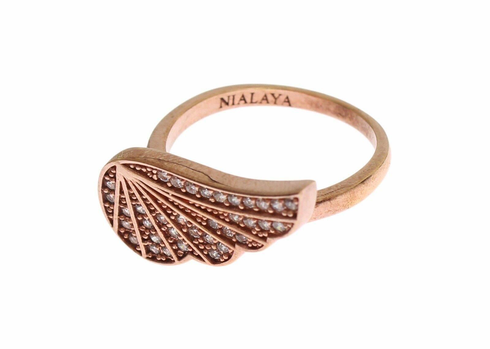 Nialaya Elegant Pink Gold CZ Crystal Ring - Hilstor