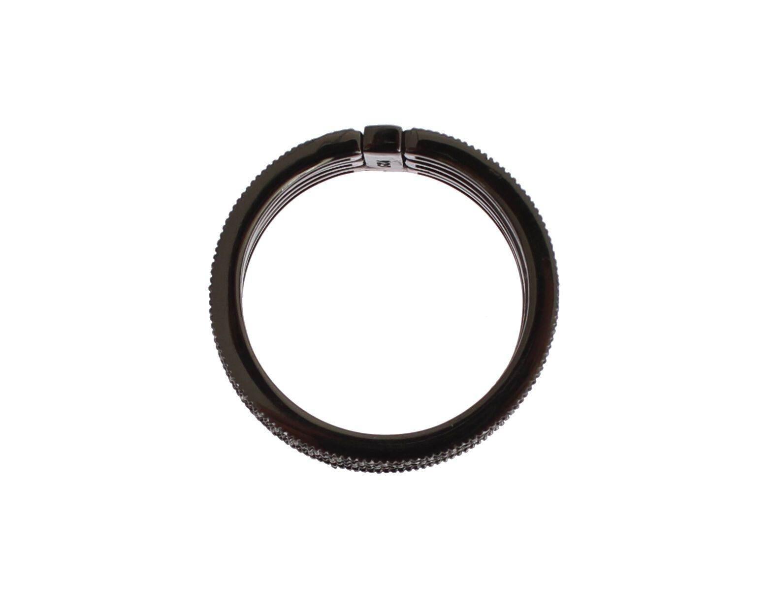 Nialaya Elegant Black Rhodium Silver Crystal Ring - Hilstor