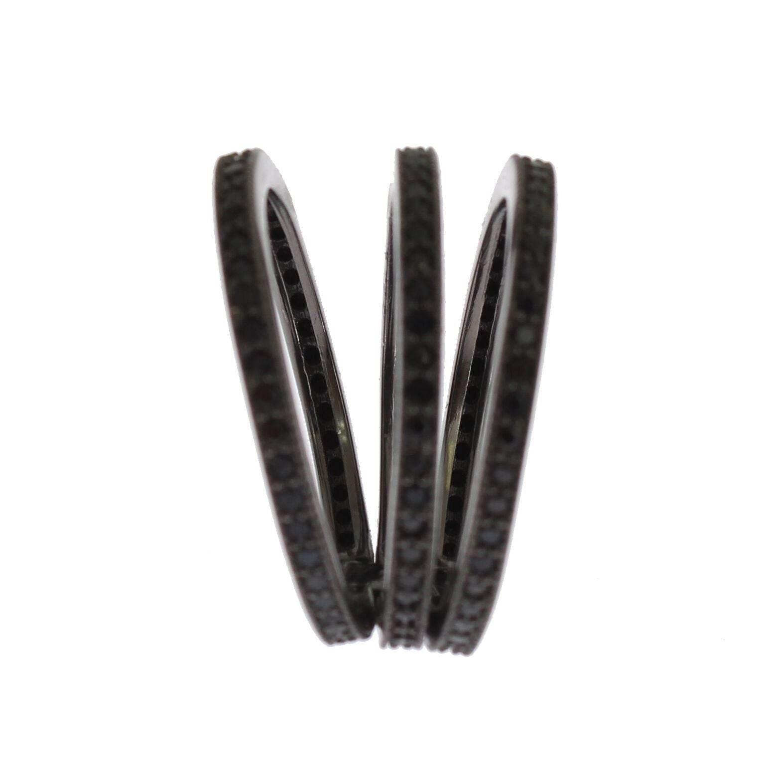 Nialaya Elegant Black Rhodium Silver Crystal Ring - Hilstor