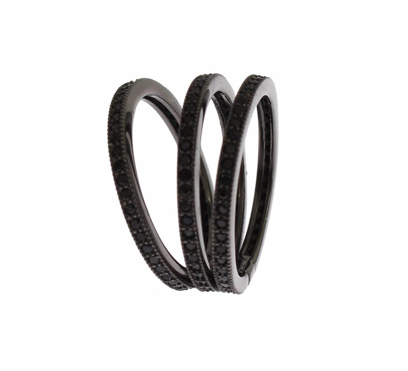 Nialaya Elegant Black Rhodium Silver Crystal Ring - Hilstor