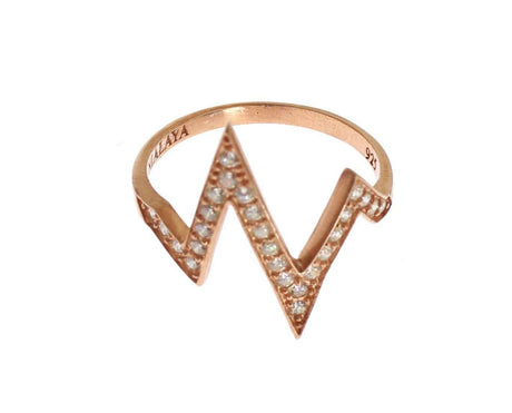 Nialaya Elegant Pink Crystal Encrusted Silver Ring - Hilstor