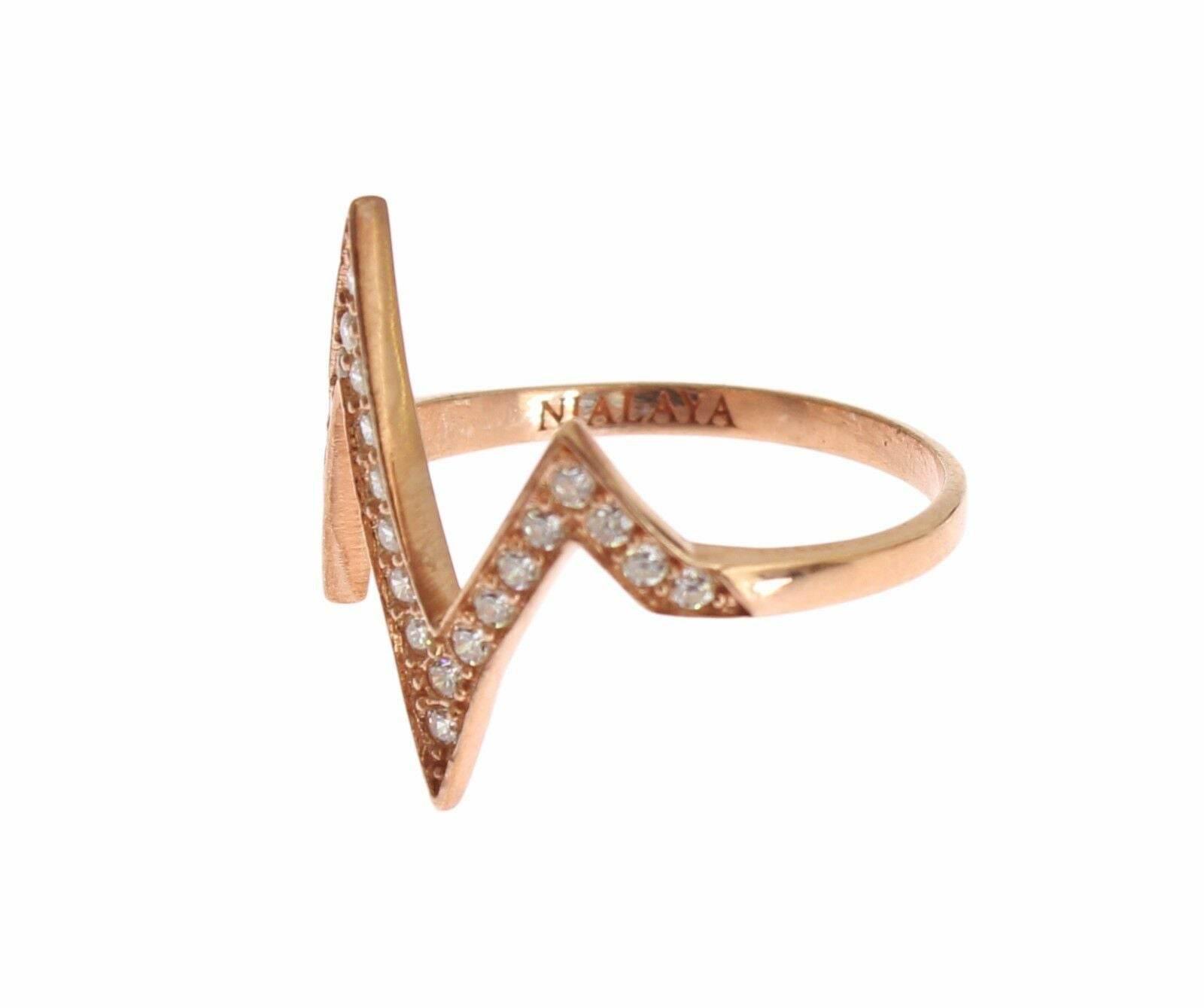 Nialaya Elegant Pink Crystal Encrusted Silver Ring - Hilstor