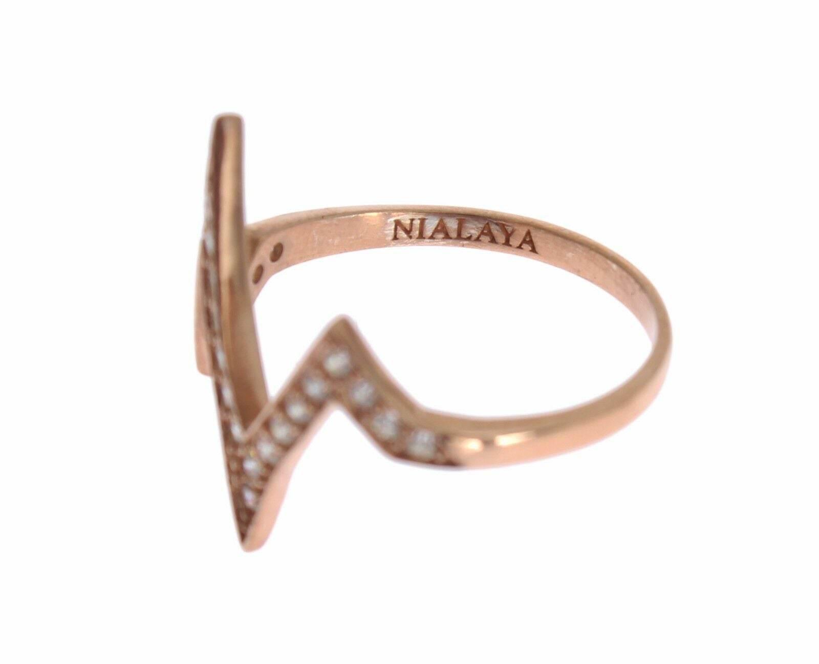 Nialaya Elegant Pink Crystal Encrusted Silver Ring - Hilstor