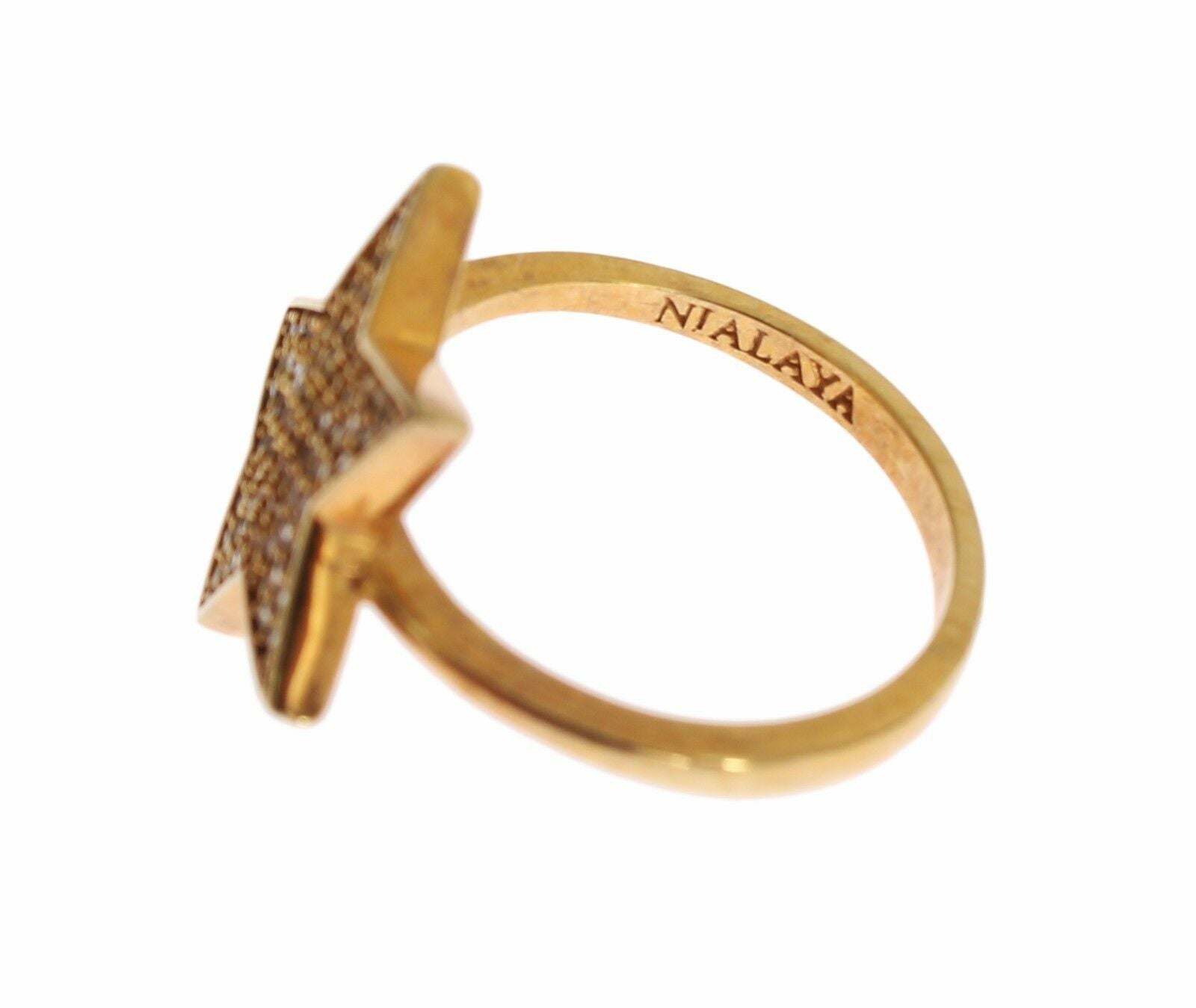 Nialaya Star Guld 925 Sølv Dame Klar Ring
