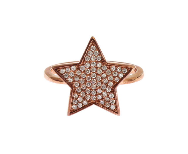 Nialaya Dazzling Pink Gold Plated Sterling Silver CZ Ring - Hilstor