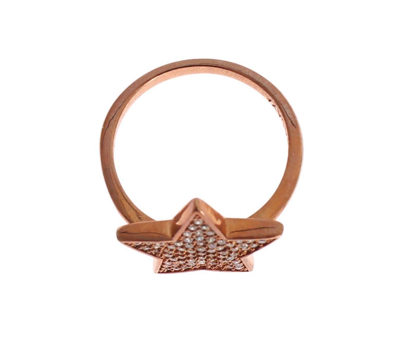 Nialaya Dazzling Pink Gold Plated Sterling Silver CZ Ring - Hilstor