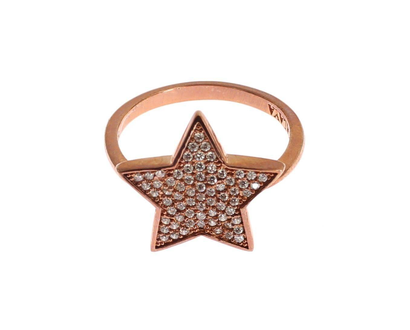 Nialaya Dazzling Pink Gold Plated Sterling Silver CZ Ring - Hilstor