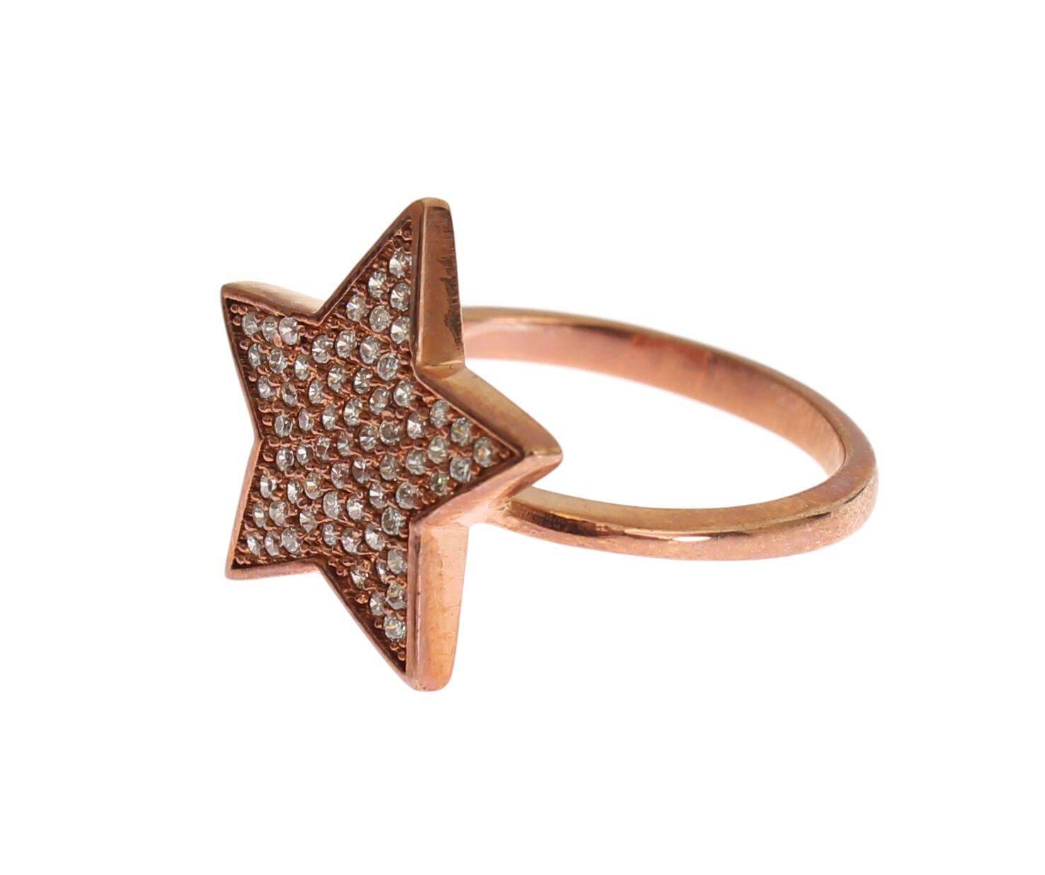 Nialaya Dazzling Pink Gold Plated Sterling Silver CZ Ring - Hilstor