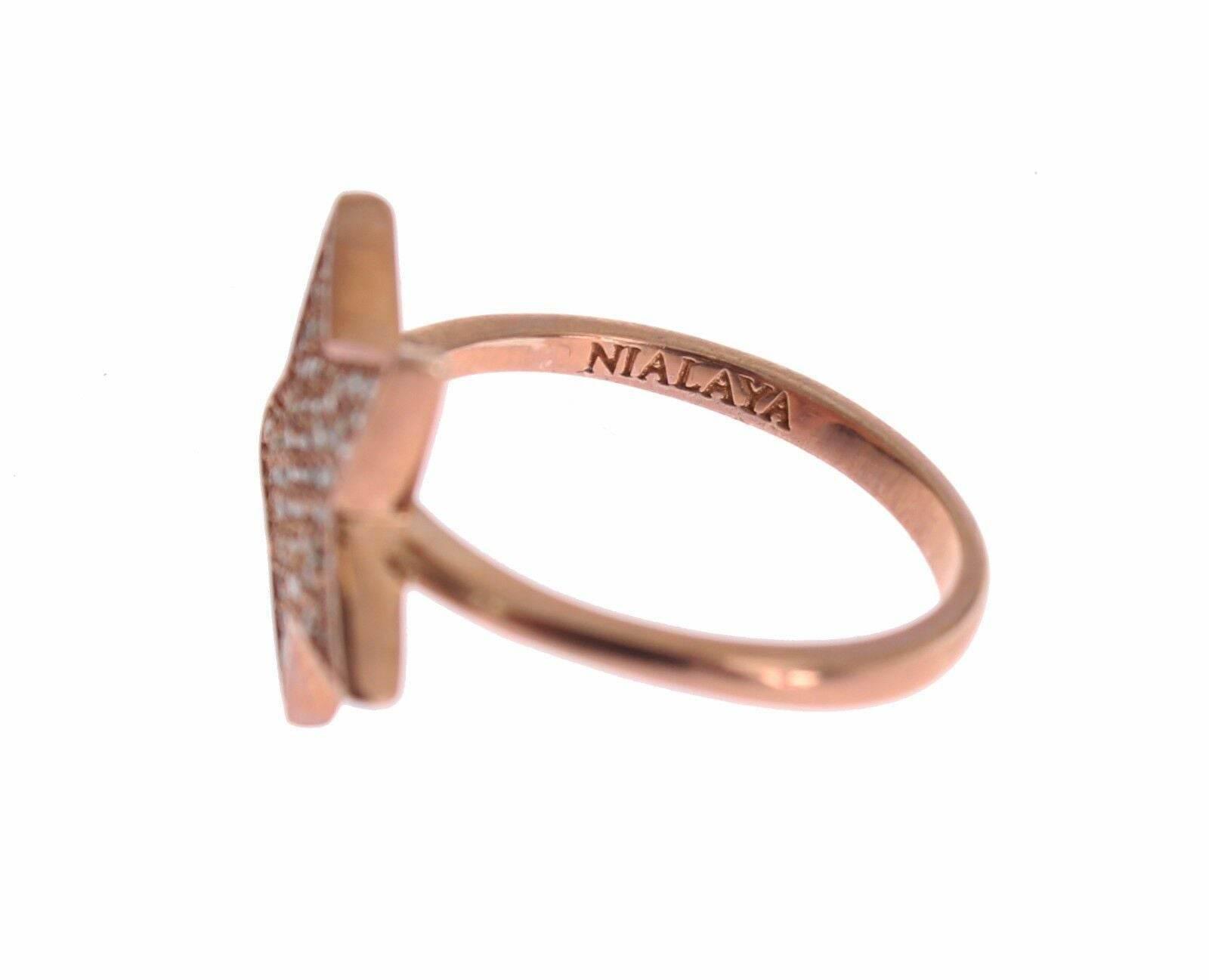 Nialaya Dazzling Pink Gold Plated Sterling Silver CZ Ring - Hilstor