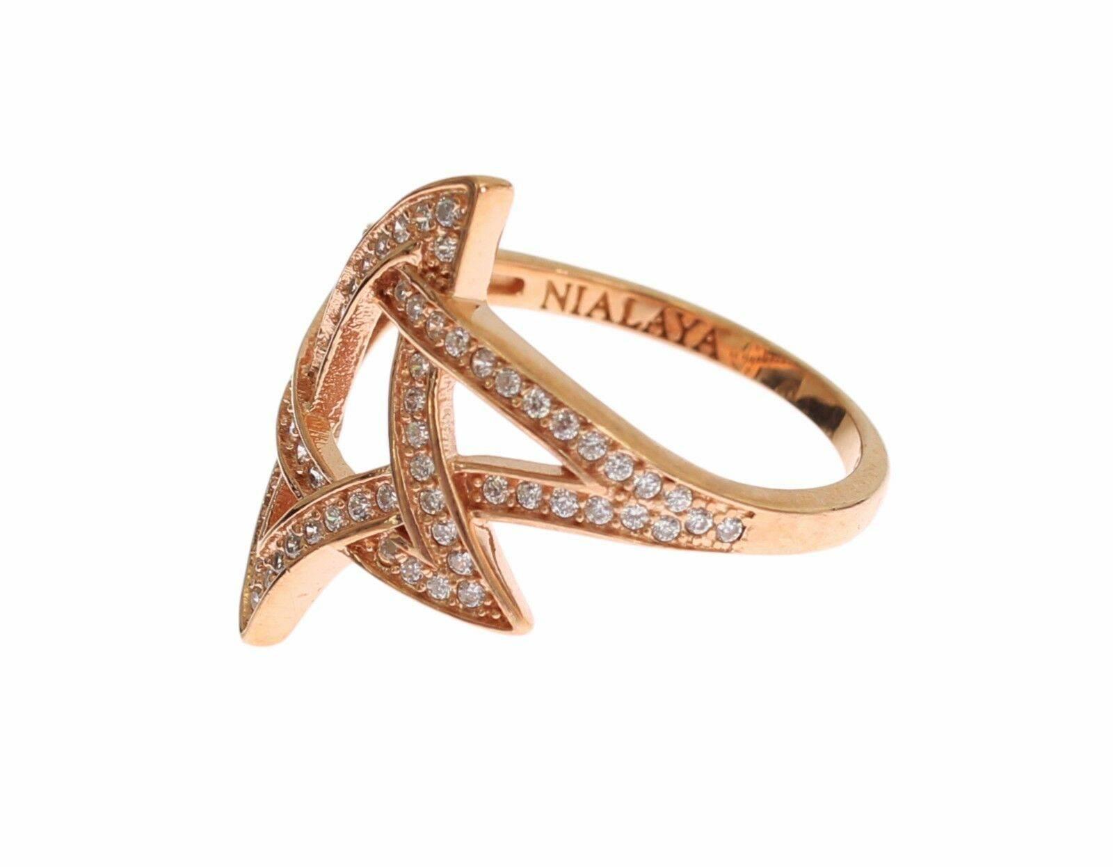 Nialaya Pink Gold Plated Silver CZ Crystal Ring - Hilstor