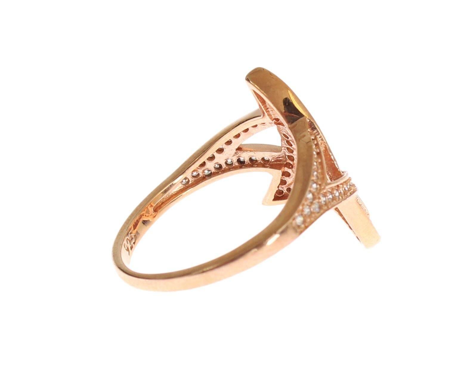 Nialaya Pink Gold Plated Silver CZ Crystal Ring - Hilstor