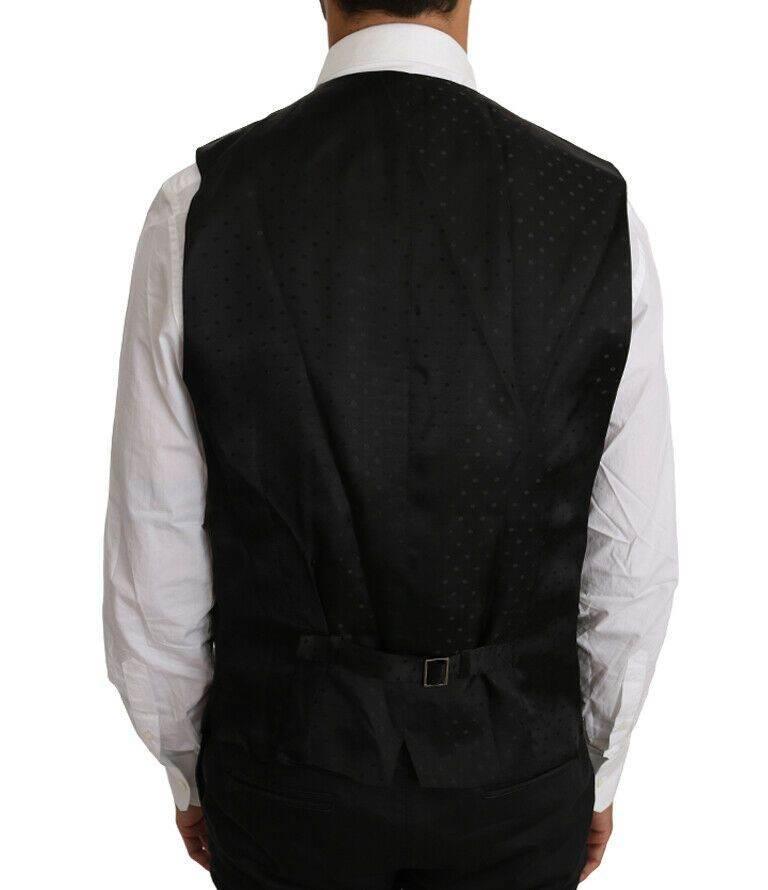 Dolce & Gabbana Black Solid Wool Silk Vest - Hilstor